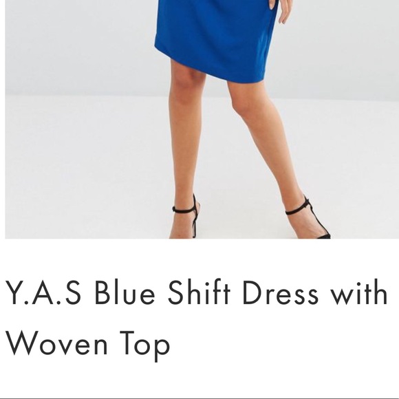 Y.A.S BLUE SHIFT DRESS WITH WOVEN TOP NEW - Picture 6 of 8